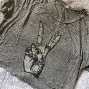 ‘Peace’ Gray Crop Top